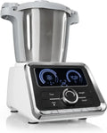 Klarstein GrandPrix Multifunktionale Küchenmaschine mit Kochfunktion, Fleischwolf, 1000W, 2,5L Edelstahlschüssel, Temperaturregelung 30-120°C, Silber